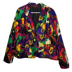 Joni B. Colorful Artsy Vibrant Blazer, Size Large, Fully Lined